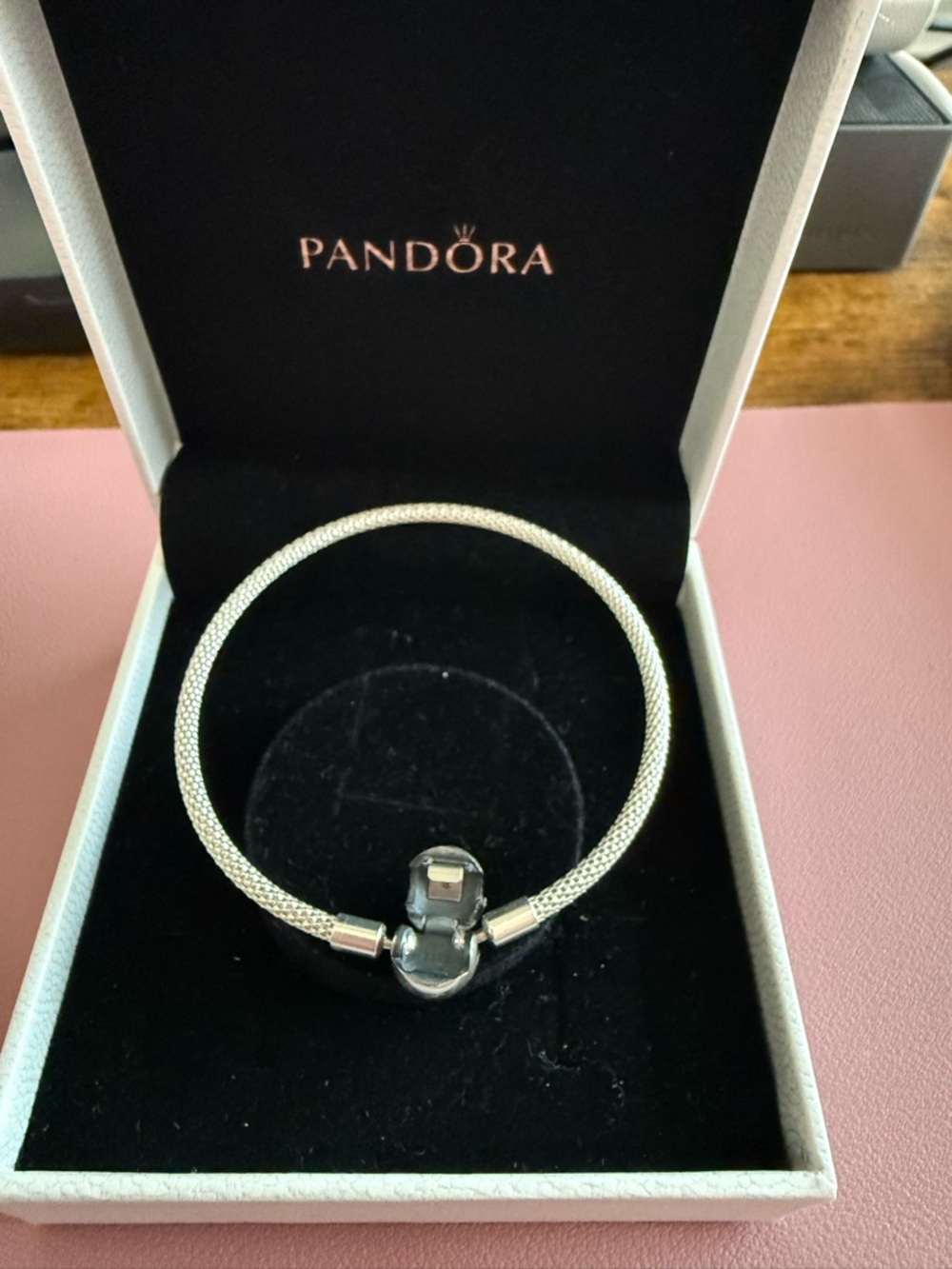 Pandora Silver Mesh Bracelet with Logo Sphere Clasp - Silver - Picture 3 of 4